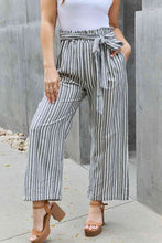 Load image into Gallery viewer, Heimish Find Your Path Full Size Paperbag Waist Striped Culotte Pants
