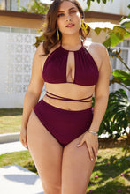 Load image into Gallery viewer, Plus Size Cutout Tied Backless Bikini Set
