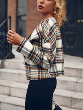 Load image into Gallery viewer, Plaid Dropped Shoulder Cropped Jacket
