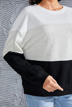Load image into Gallery viewer, Color Block Round Neck Long Sleeve Sweatshirt
