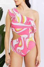 Load image into Gallery viewer, Marina West Swim Vitamin C Asymmetric Cutout Ruffle Swimsuit in Pink
