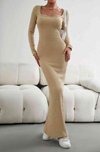 Load image into Gallery viewer, Long Sleeve Square Neck Maxi Bodycon Dress
