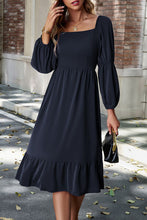 Load image into Gallery viewer, Square Neck Balloon Sleeve Midi Dress
