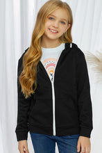 Load image into Gallery viewer, Girls Zip-Up Drawstring Hooded Jacket with Pockets
