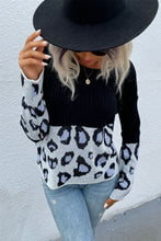 Load image into Gallery viewer, Leopard Color Block Sweater
