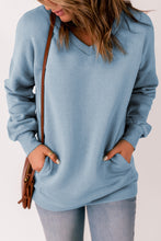 Load image into Gallery viewer, V-Neck Dropped Shoulder Sweatshirt
