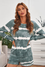 Load image into Gallery viewer, Tie-dyed Stripes Long Sleeve Shorts Lounge Set
