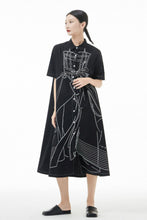 Load image into Gallery viewer, Graphic Button Front Midi Shirt Dress
