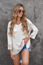 Load image into Gallery viewer, Star Print Waffle Knit Side Slit Top
