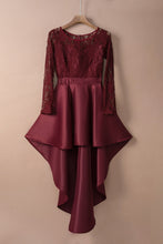 Load image into Gallery viewer, Spliced Lace High-Low Long Sleeve Dress
