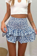 Load image into Gallery viewer, Printed Frill Trim Smocked Mini Skirt
