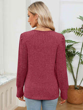 Load image into Gallery viewer, Lace Detail V-Neck Ribbed Blouse

