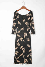 Load image into Gallery viewer, Printed Round Neck Slit Midi Dress

