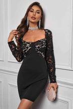 Load image into Gallery viewer, Sweetheart Neck Spliced Lace Long Sleeve Dress
