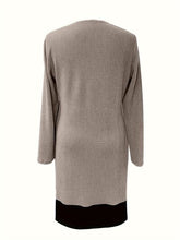 Load image into Gallery viewer, Contrast Ribbed Round Neck Long Sleeve Dress
