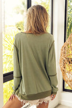 Load image into Gallery viewer, BiBi Waffle Knit Contrast Trim Long Sleeve T-Shirt
