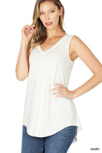 Load image into Gallery viewer, LUXE RAYON SLEEVELESS V NECK HI LOW HEM TOP
