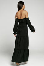 Load image into Gallery viewer, Off-Shoulder Smocked Split Tiered Maxi Dress

