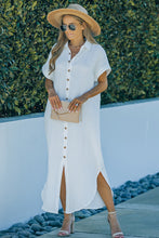 Load image into Gallery viewer, Textured Button Down Slit Shirt Dress
