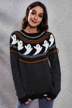 Load image into Gallery viewer, Ghost Pattern Round Neck Long Sleeve Sweater
