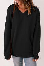 Load image into Gallery viewer, V-Neck Dropped Shoulder Sweatshirt
