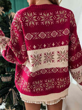 Load image into Gallery viewer, Snowflake Pattern Dropped Shoulder Sweater

