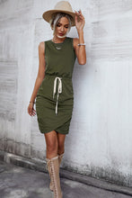 Load image into Gallery viewer, Contrast Drawstring Waist Sleeveless Mini Dress
