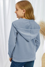 Load image into Gallery viewer, Girls Zip-Up Drawstring Hooded Jacket with Pockets
