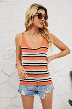 Load image into Gallery viewer, Striped Eyelet Sleeveless Knit Top
