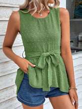 Load image into Gallery viewer, Swiss Dot Tie Waist Tank Top

