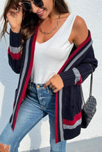 Load image into Gallery viewer, Open Front Striped Long Sleeve Cardigan
