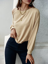 Load image into Gallery viewer, Cold-Shoulder Ribbed Trim Sweatshirt
