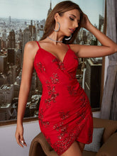 Load image into Gallery viewer, Sequin Ruched Tulip Hem Spaghetti Strap Dress
