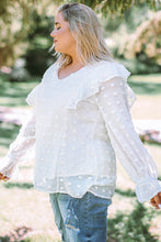 Load image into Gallery viewer, Plus Size Swiss Dot Ruffled Blouse
