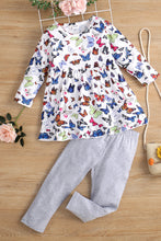 Load image into Gallery viewer, Girls Butterfly Pattern Dress and Pants Set
