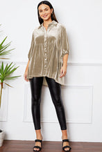 Load image into Gallery viewer, Velvet Tiered Button Up Collared Neck Shirt
