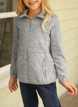 Load image into Gallery viewer, Kids Quarter-Zip Collar Sweatshirt with Kangaroo Pocket
