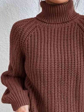 Load image into Gallery viewer, Full Size Turtleneck Rib-Knit Slit Sweater
