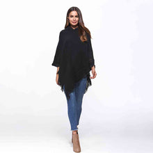 Load image into Gallery viewer, Openwork Fringe Hem Hooded Poncho
