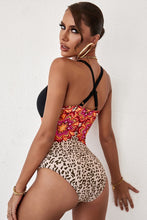 Load image into Gallery viewer, Printed Crisscross Deep V One-Piece Swimsuit
