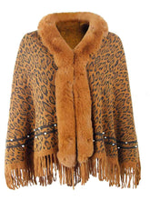 Load image into Gallery viewer, Leopard Fringe Hem Poncho
