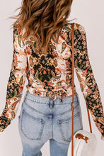 Load image into Gallery viewer, Baroque Print Surplice Long Sleeve Top
