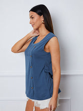 Load image into Gallery viewer, Square Neck Decorative Button Tank
