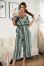 Load image into Gallery viewer, Striped V Neck Wide Leg Jumpsuit
