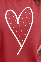 Load image into Gallery viewer, Heart Pearl Detail Round Neck Sweatshirt

