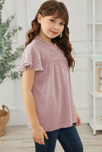 Load image into Gallery viewer, Girls Swiss Dot Smocked Flutter Sleeve Blouse
