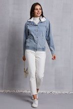 Load image into Gallery viewer, Snap Down Collared Neck Denim Jacket
