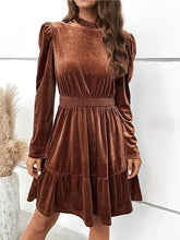 Load image into Gallery viewer, Smocked Long Sleeve Ruffle Hem Dress
