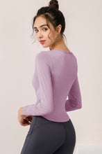 Load image into Gallery viewer, Cutout Curved Hem Yoga Top
