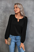 Load image into Gallery viewer, Pleated Detail Cutout Puff Sleeve Blouse
